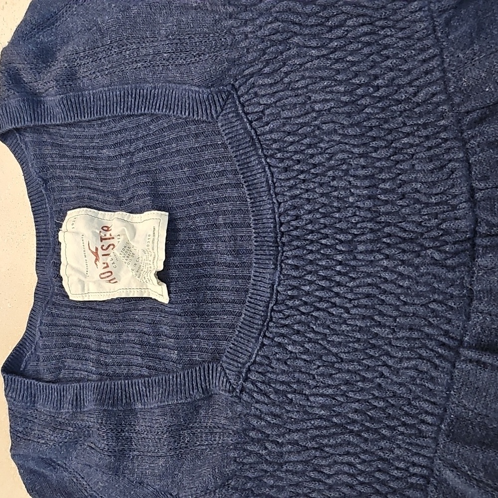 Y2K Vintage Hollister Dark Blue Babydoll Sweater Top - Picture 4 of 16